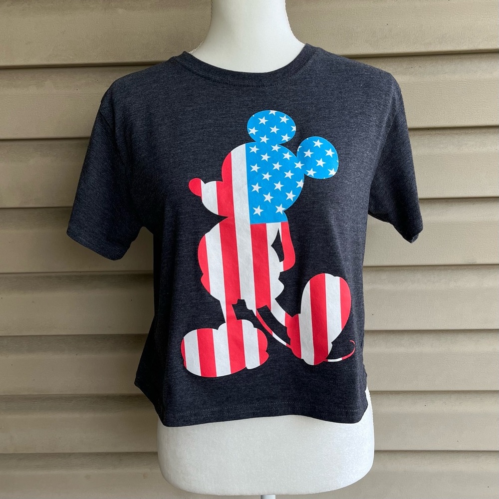 •Disney• Patriotic Mickey Mouse Cropped Top - Size Large